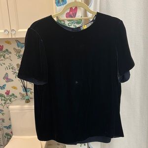 Vince Navy Velvet Short Sleeve Blouse size M